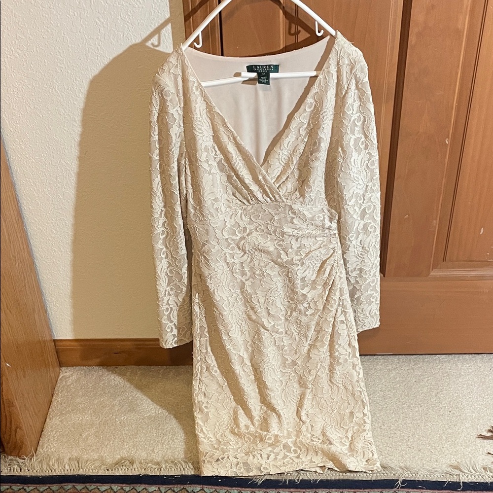 Pre Loved Ralph Lauren Beige Long Sleeve Lace Dress